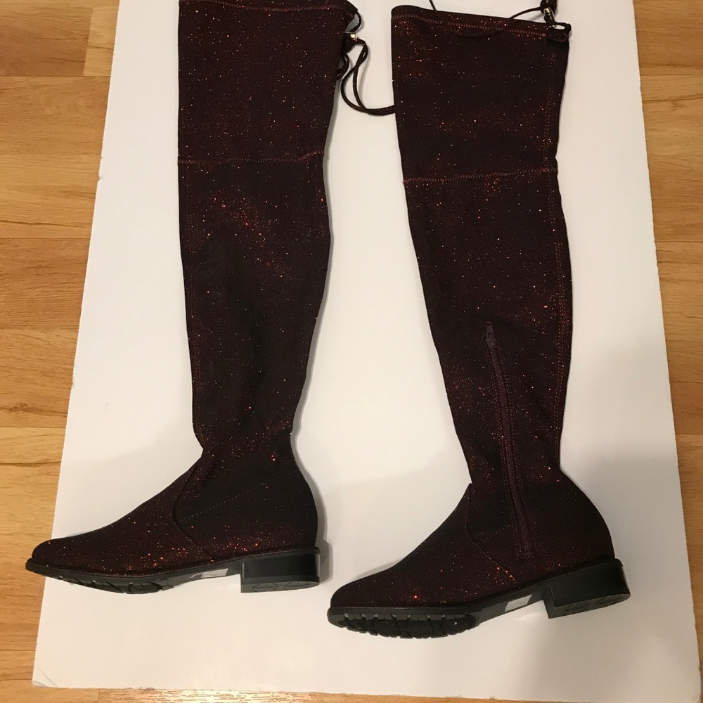 NWOB Red Ladies Glittermesh Boots  6M